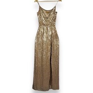 JLUXLABEL Gold Sequin Maxi Dress